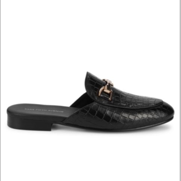 Saks Fifth Avenue Other - NWT SAKS FIFTH AVENUE MADE IN ITALY Men's Rupert Croc Mule Black Gold Bit